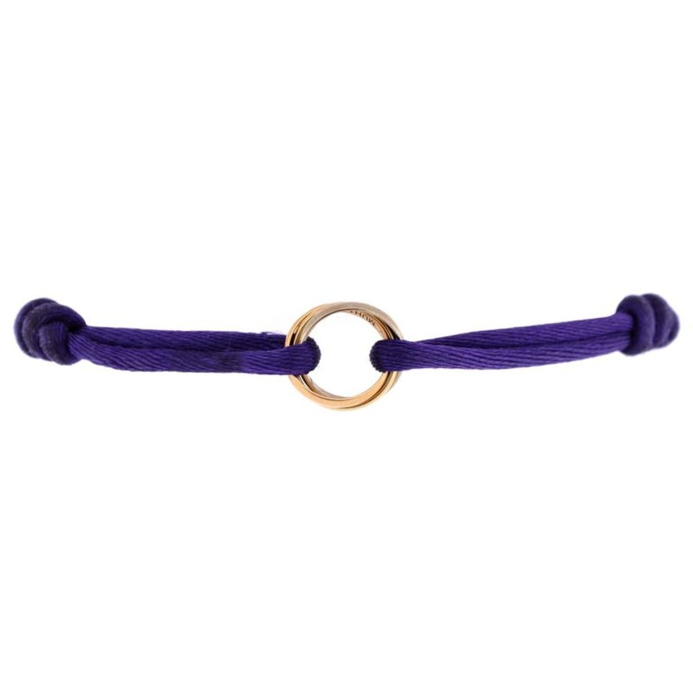 Cartier Trinity On Cord Bracelet Silk Cord with 18K Tricolor Gold -
